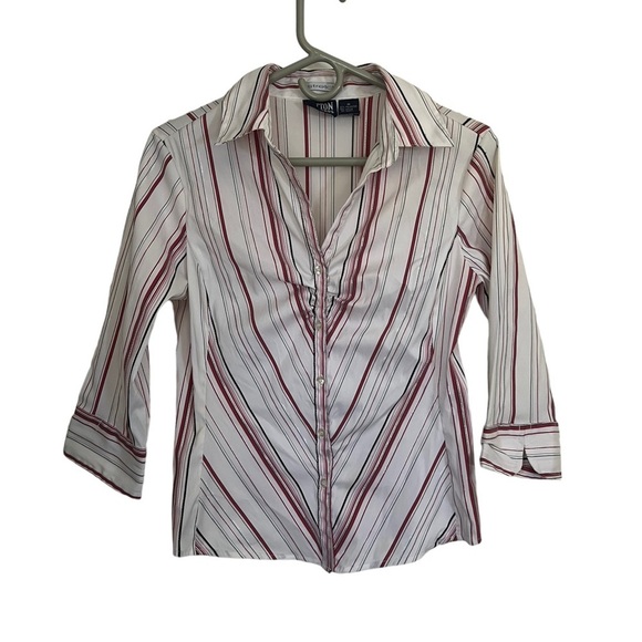 Y2K Ruched Striped Blouse M - Picture 1 of 3